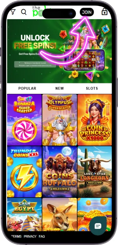thepokies join button